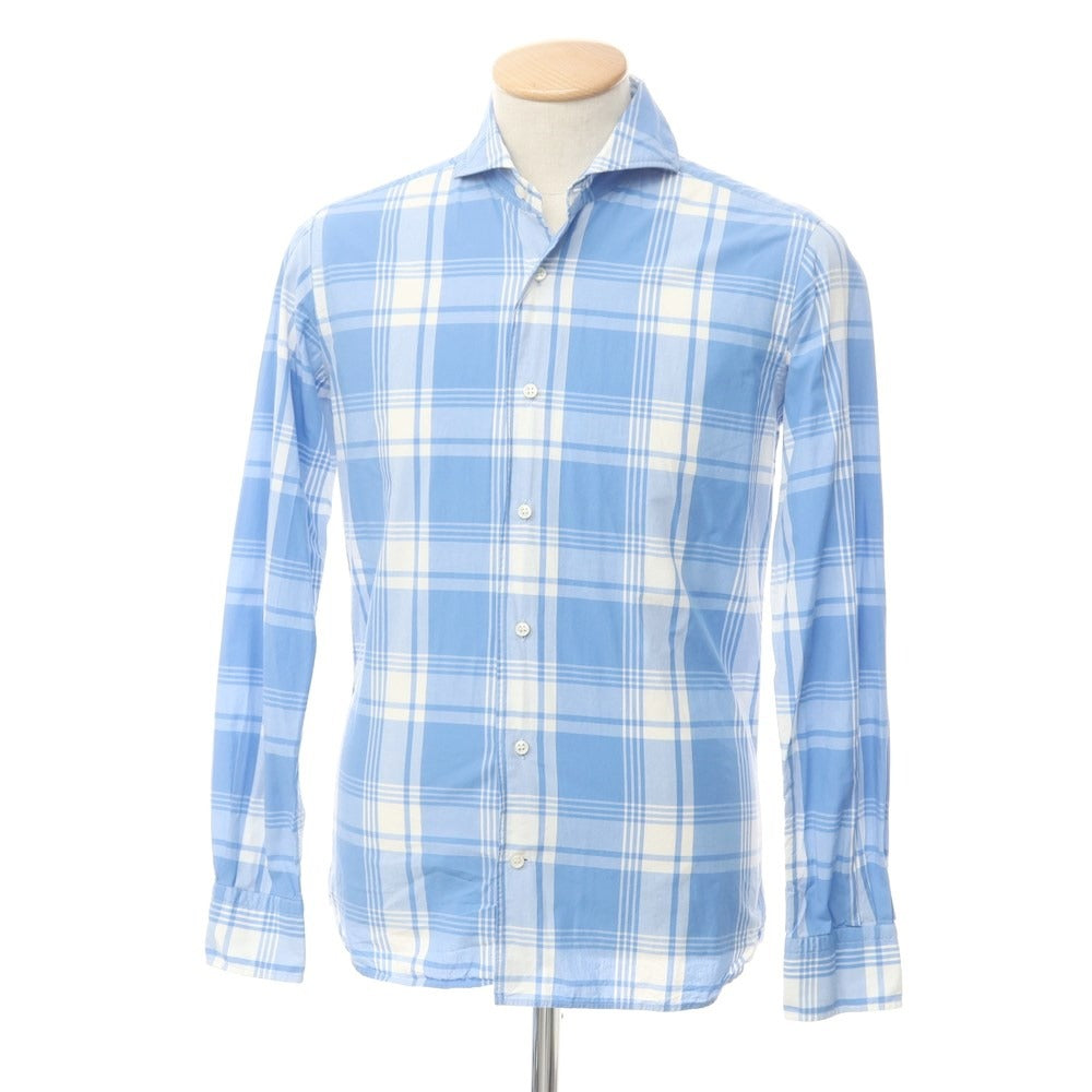 [Used] ORIAN Check Horizontal Collar Shirt Light Blue x White [XS] [Condition Rank B] [Men&