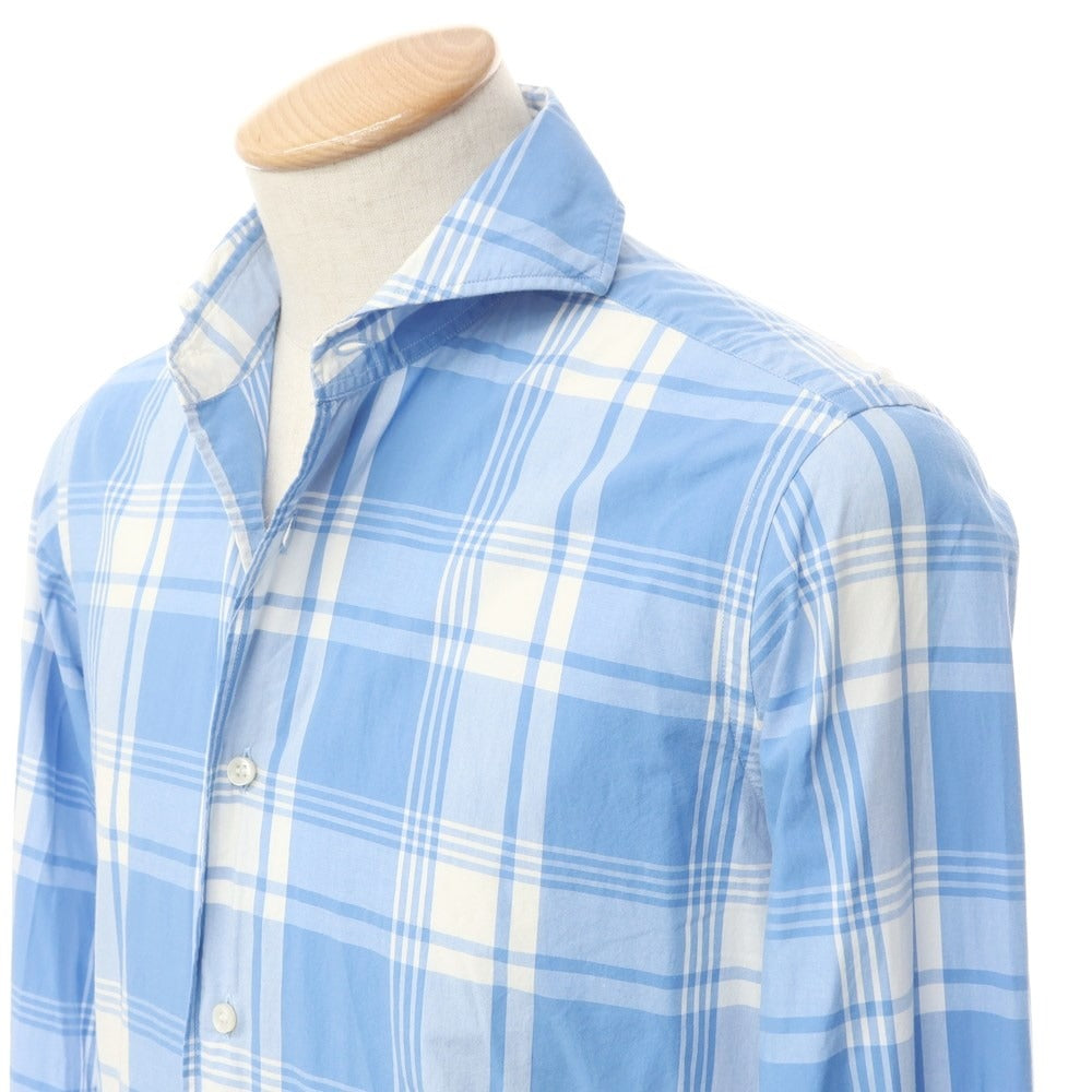 [Used] ORIAN Check Horizontal Collar Shirt Light Blue x White [XS] [Condition Rank B] [Men&