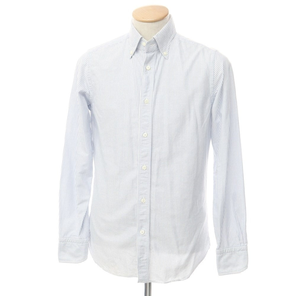 [Used] BOLZONELLA Oxford Striped Button-down Shirt White x Blue [37] [Condition Rank C] [Men&