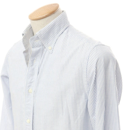 [Used] BOLZONELLA Oxford Striped Button-down Shirt White x Blue [37] [Condition Rank C] [Men&