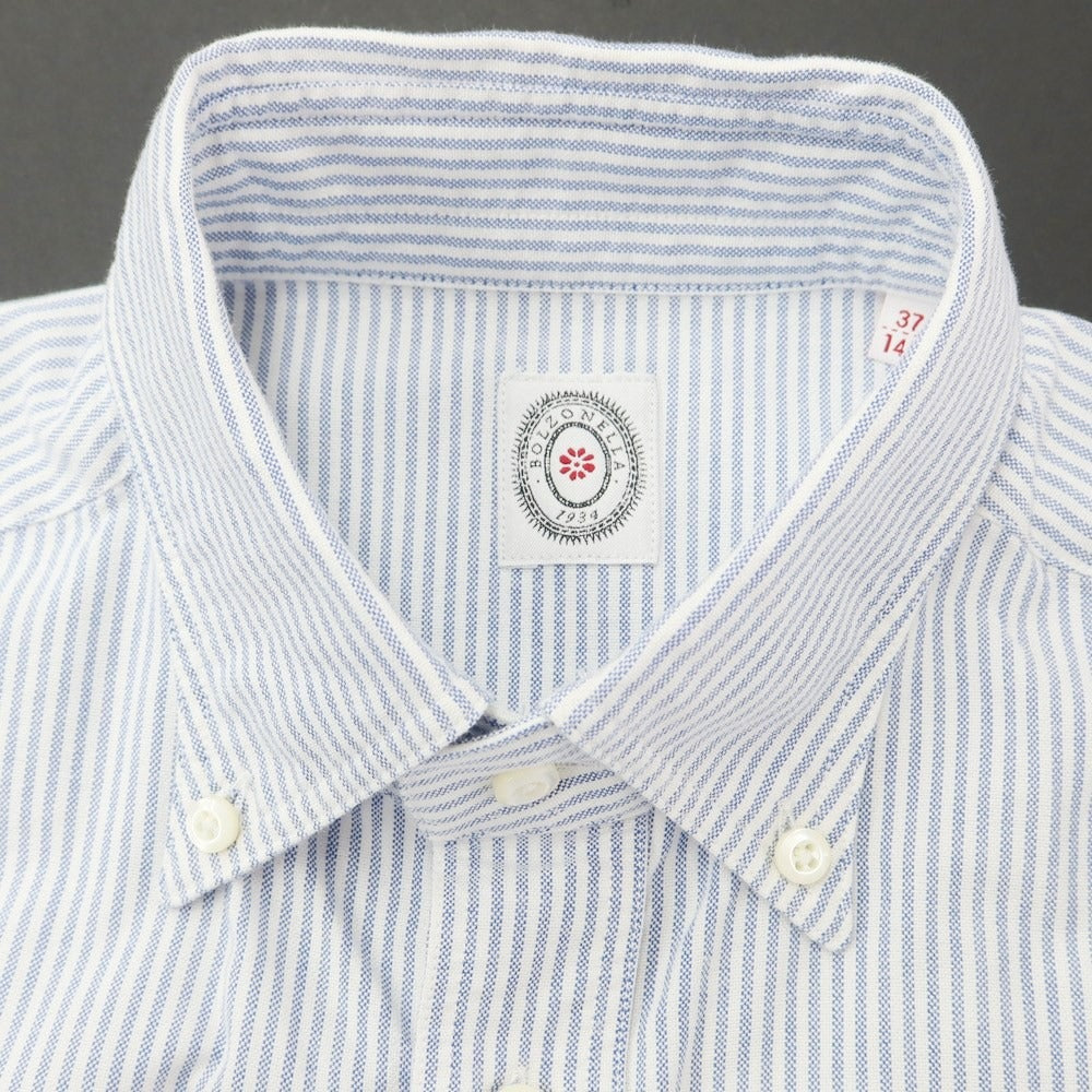 [Used] BOLZONELLA Oxford Striped Button-down Shirt White x Blue [37] [Condition Rank C] [Men&