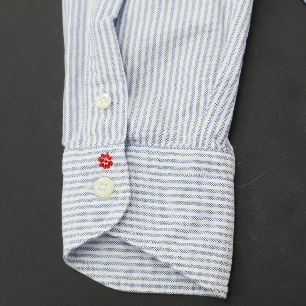 [Used] BOLZONELLA Oxford Striped Button-down Shirt White x Blue [37] [Condition Rank C] [Men&