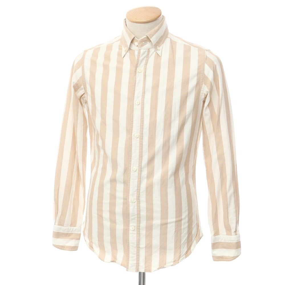 [Used] BOLZONELLA Striped Button-down Shirt White x Orange Brown [37] [Condition Rank B] [Men&