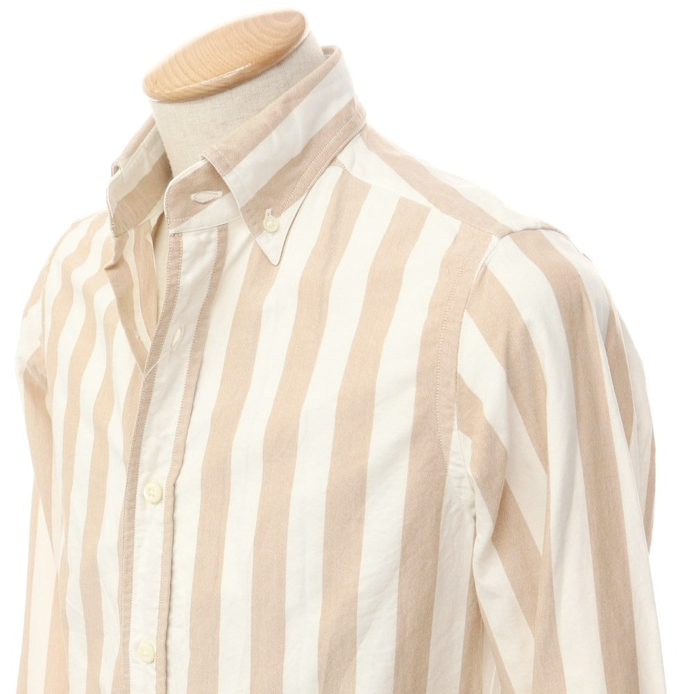 [Used] BOLZONELLA Striped Button-down Shirt White x Orange Brown [37] [Condition Rank B] [Men&