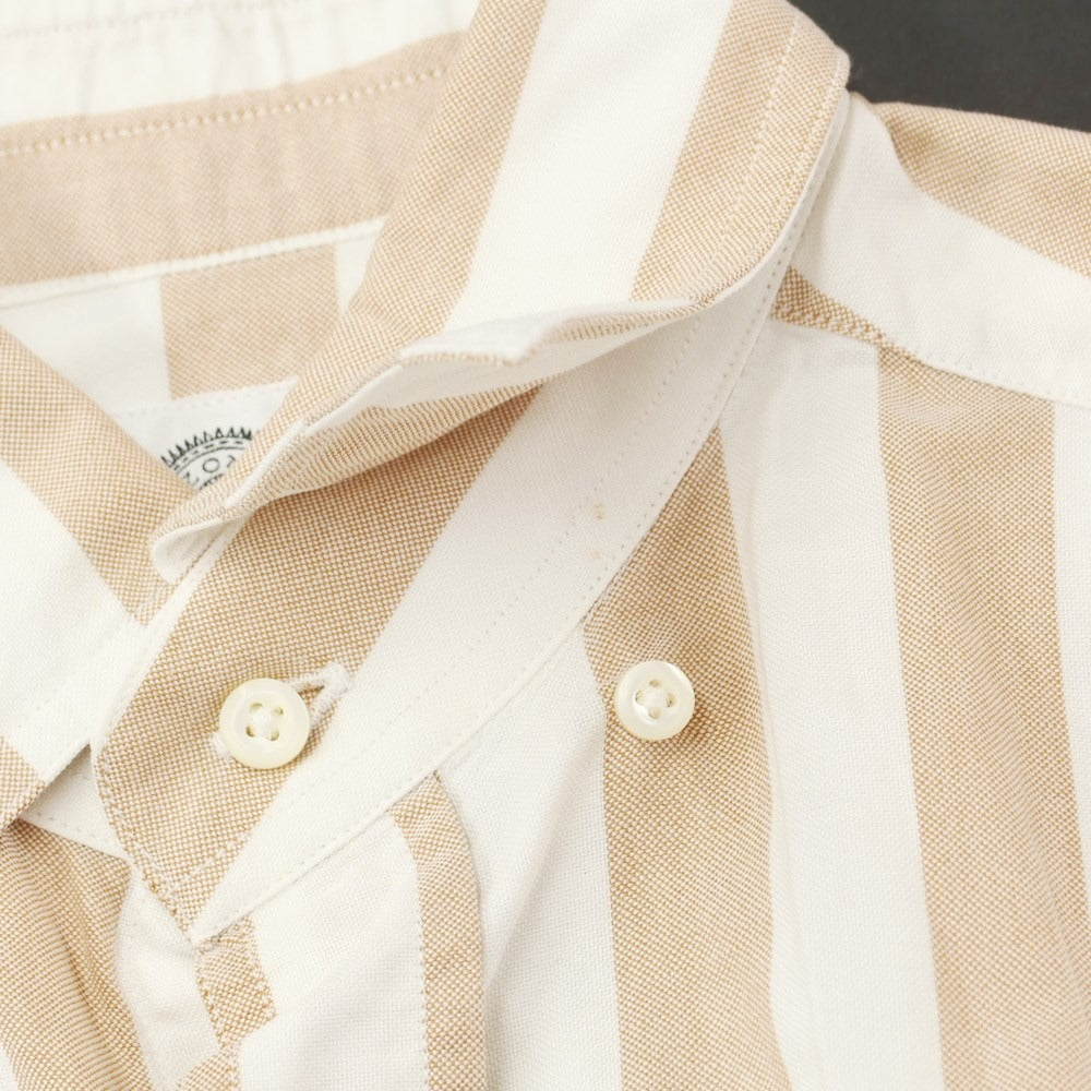 [Used] BOLZONELLA Striped Button-down Shirt White x Orange Brown [37] [Condition Rank B] [Men&