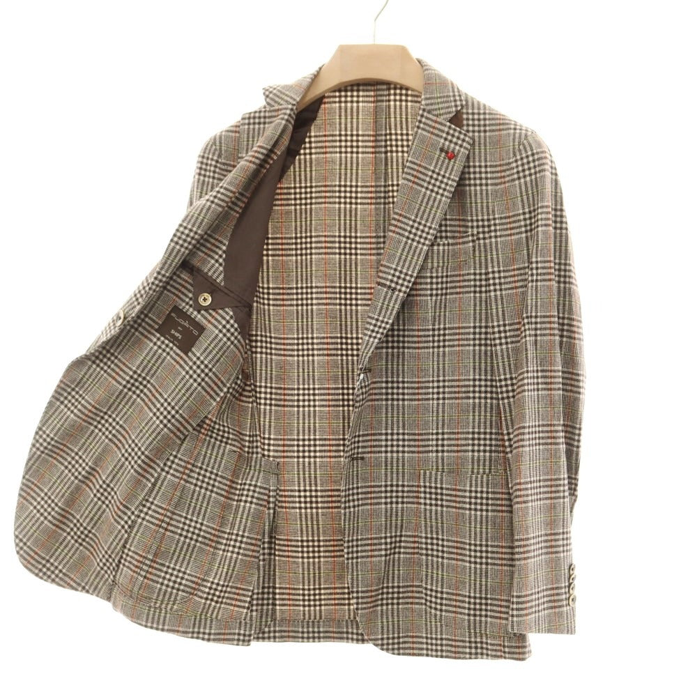 [Used] FUGATO wool nylon check 3 button tailored jacket, ivory x dark brown [Size 42] [BRW] [A/W] [Condition Rank B] [Men&