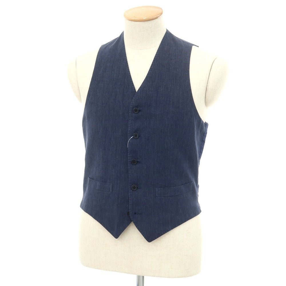 [Used] UNIVERSAL LANGUAGE Linen vest, casual gilet, navy [No size indicated (approximately M)] [NVY] [S/S] [Condition rank C] [Men&