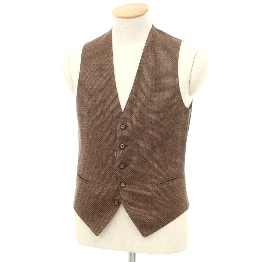 [Used] TAGLIATORE linen cotton vest, casual gilet, brown [size 42] [BRW] [S/S] [condition rank B] ​​[men&