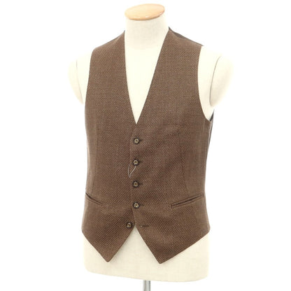 [Used] TAGLIATORE linen cotton vest, casual gilet, brown [size 42] [BRW] [S/S] [condition rank B] ​​[men&