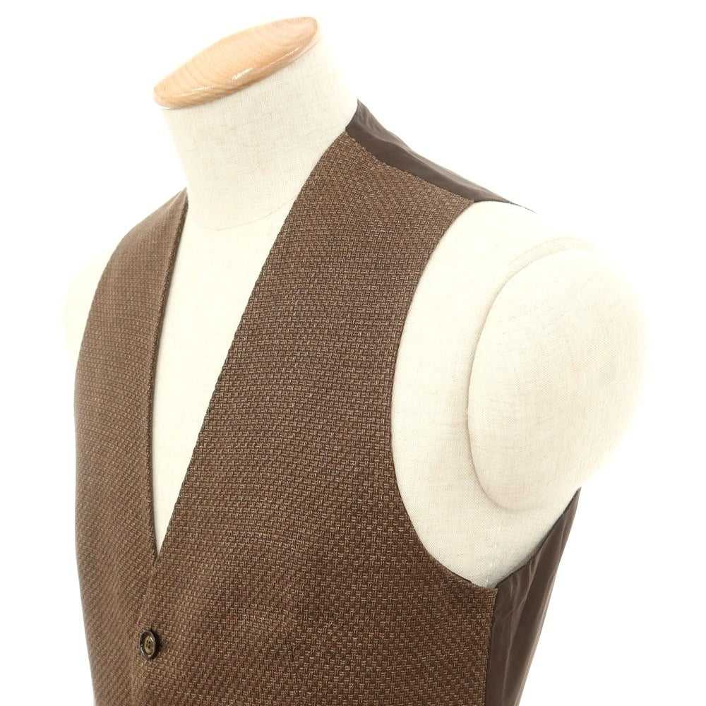 [Used] TAGLIATORE linen cotton vest, casual gilet, brown [size 42] [BRW] [S/S] [condition rank B] ​​[men&