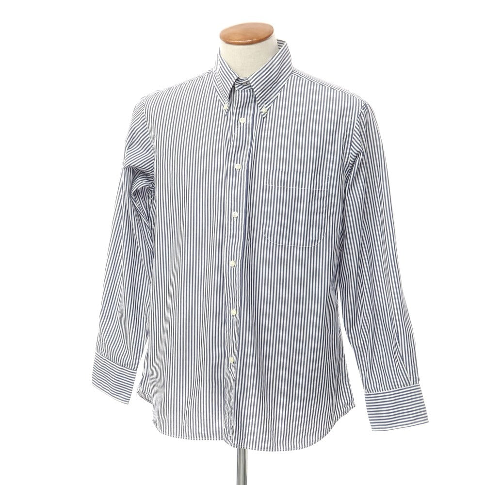 [Used] INDIVIDUALIZED SHIRTS Cotton Striped Button-down Casual Shirt White x Navy [No size indicated (M size)] [Condition Rank B] [Men&