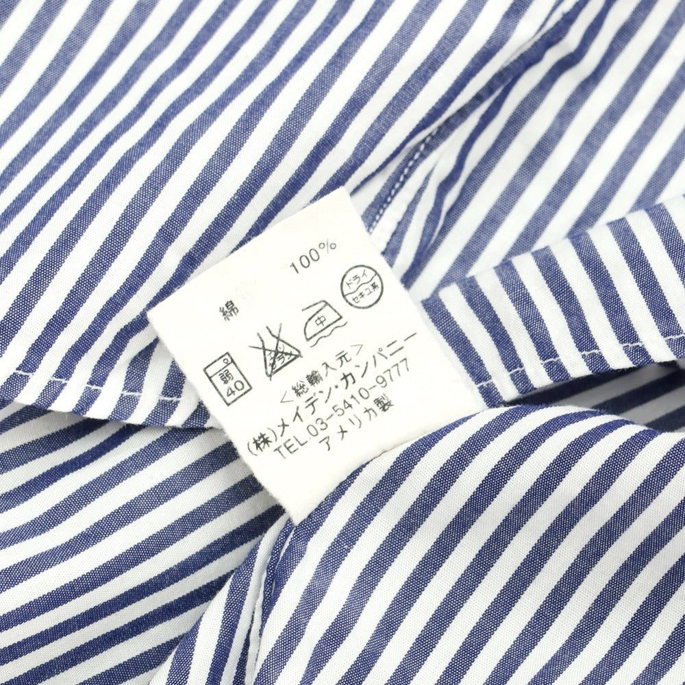 [Used] INDIVIDUALIZED SHIRTS Cotton Striped Button-down Casual Shirt White x Navy [No size indicated (M size)] [Condition Rank B] [Men&