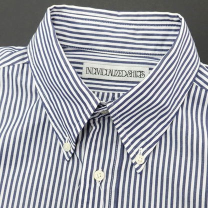 [Used] INDIVIDUALIZED SHIRTS Cotton Striped Button-down Casual Shirt White x Navy [No size indicated (M size)] [Condition Rank B] [Men&