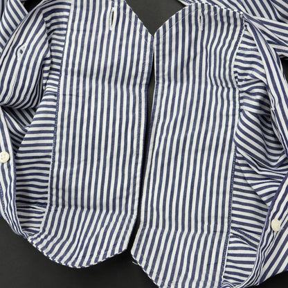 [Used] INDIVIDUALIZED SHIRTS Cotton Striped Button-down Casual Shirt White x Navy [No size indicated (M size)] [Condition Rank B] [Men&