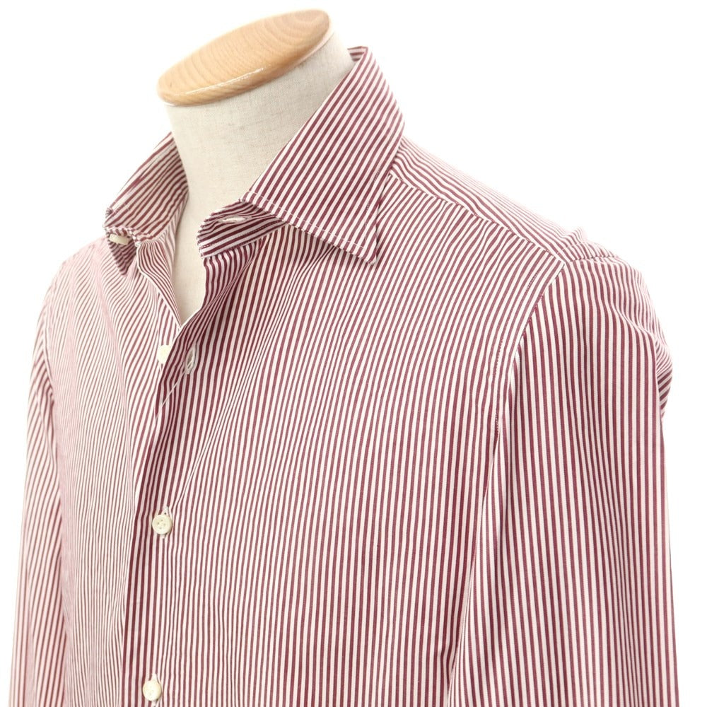 [Used] ERRICO FORMICOLA Cotton Striped Regular Collar Casual Shirt Wine Red x White [37] [Condition Rank B] [Men&