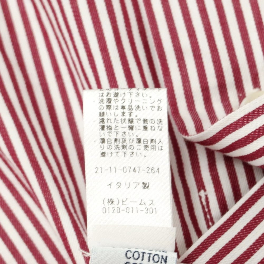 [Used] ERRICO FORMICOLA Cotton Striped Regular Collar Casual Shirt Wine Red x White [37] [Condition Rank B] [Men&