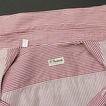 [Used] ERRICO FORMICOLA Cotton Striped Regular Collar Casual Shirt Wine Red x White [37] [Condition Rank B] [Men&