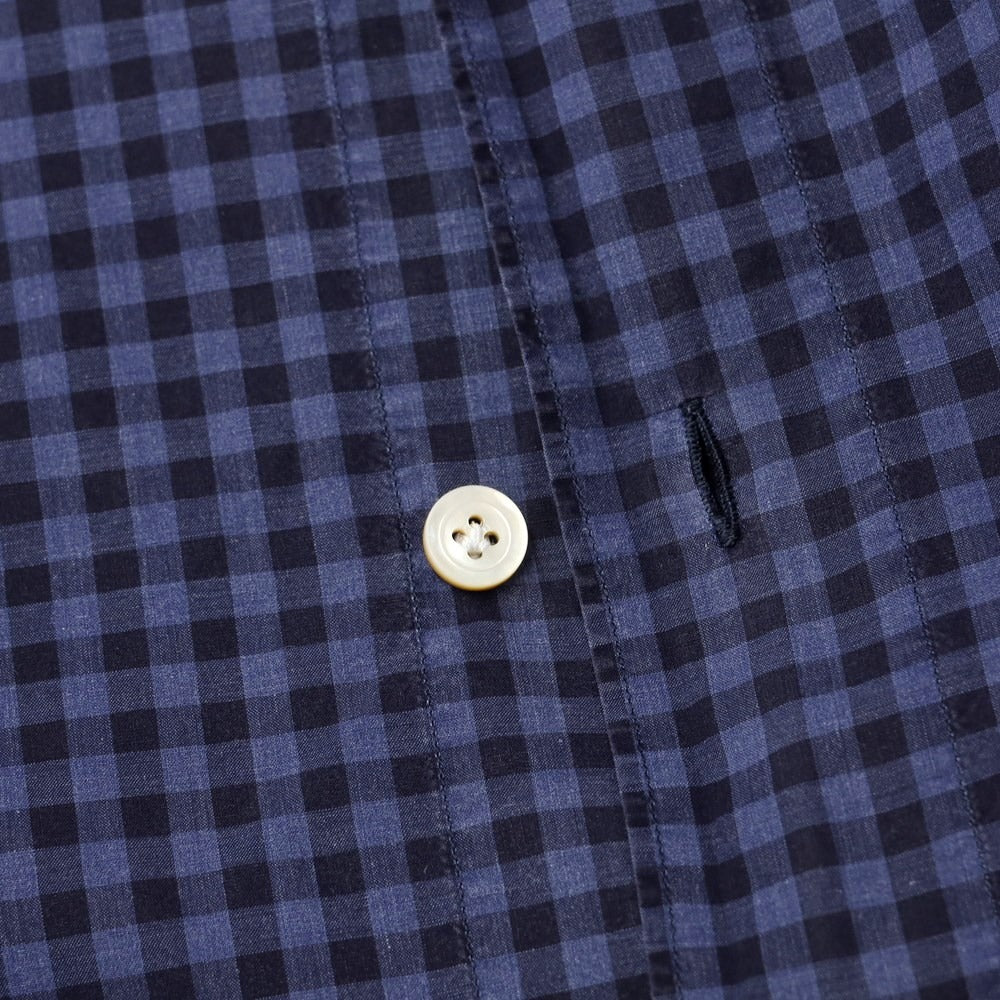 [Used] Finamore Cotton Check Horizontal Collar Casual Shirt Navy [S] [Condition Rank C] [Men&