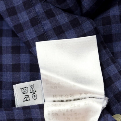 [Used] Finamore Cotton Check Horizontal Collar Casual Shirt Navy [S] [Condition Rank C] [Men&