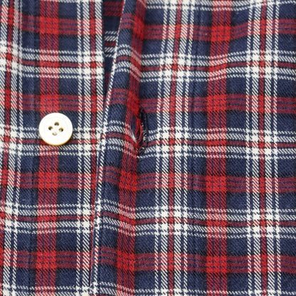 [Used] Finamore Cotton Check Horizontal Collar Casual Shirt Red x Navy [S] [Condition Rank C] [Men&