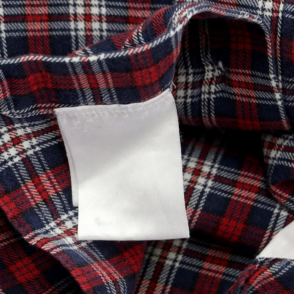 [Used] Finamore Cotton Check Horizontal Collar Casual Shirt Red x Navy [S] [Condition Rank C] [Men&