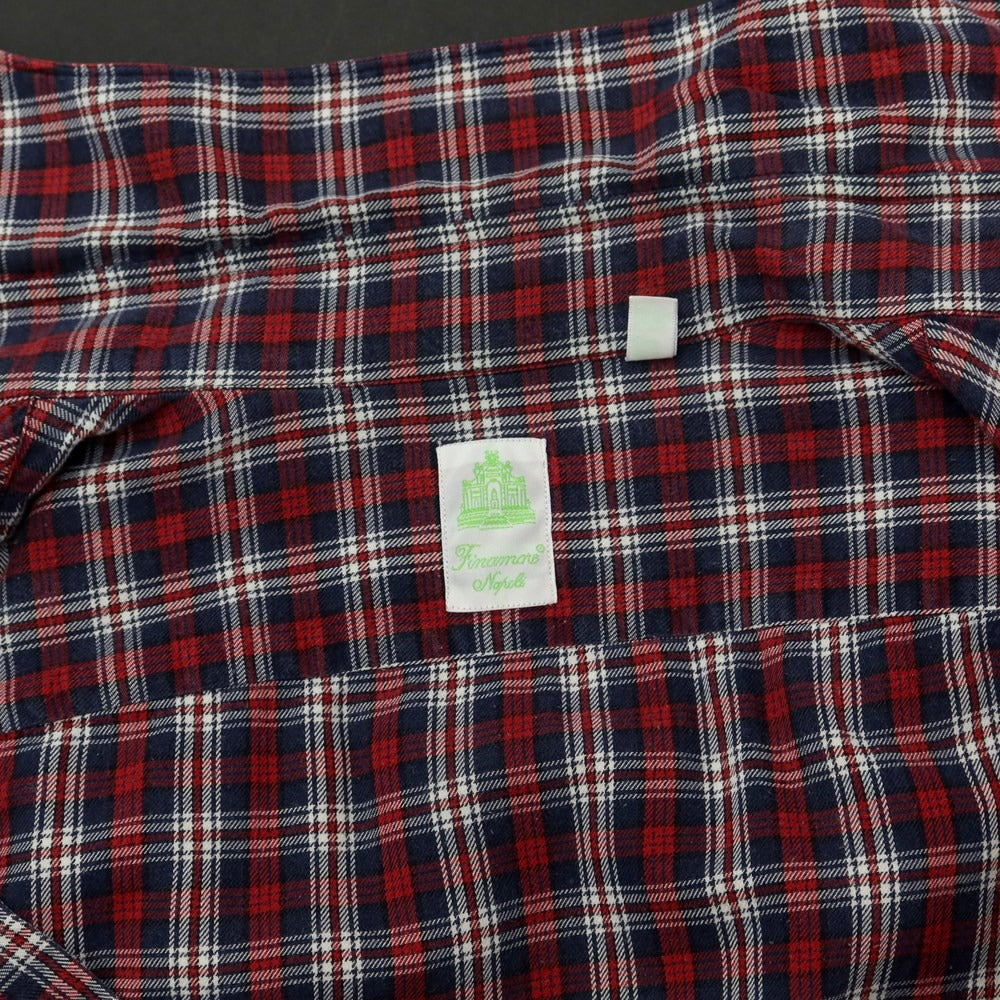 [Used] Finamore Cotton Check Horizontal Collar Casual Shirt Red x Navy [S] [Condition Rank C] [Men&