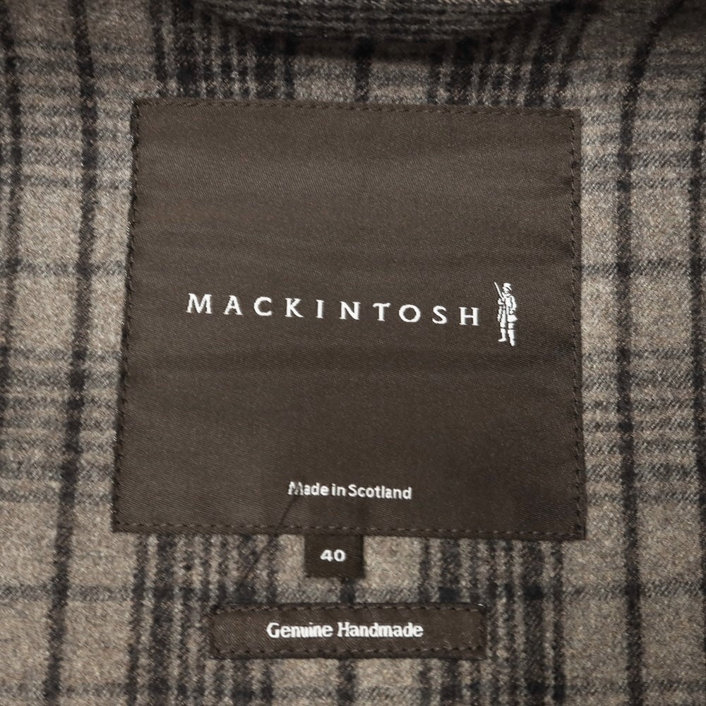 【中古】マッキントッシュ Mackintosh ウール チェック ゴム引き ステンカラーコート アッシュブラウンxダークブラウン【 40 】【 状態ランクD 】【 メンズ 】 [EPD]