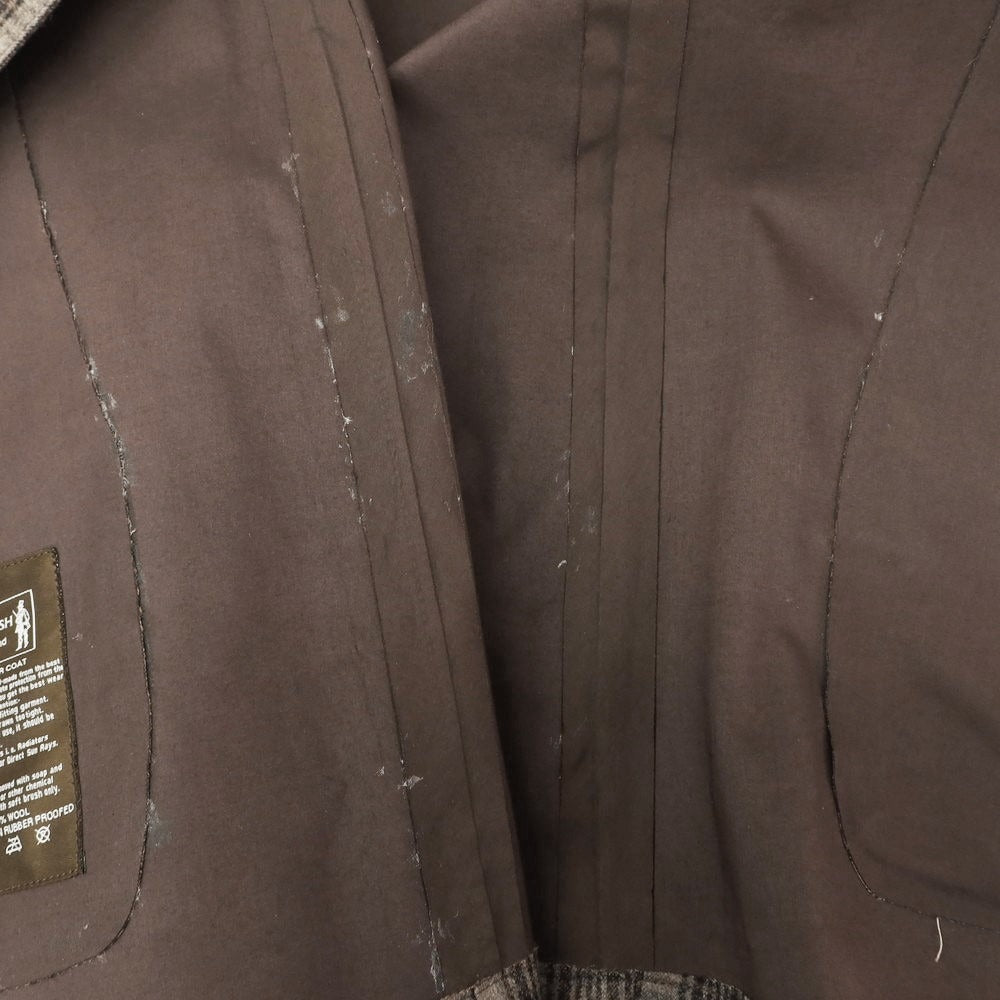 【中古】マッキントッシュ Mackintosh ウール チェック ゴム引き ステンカラーコート アッシュブラウンxダークブラウン【 40 】【 状態ランクD 】【 メンズ 】 [EPD]