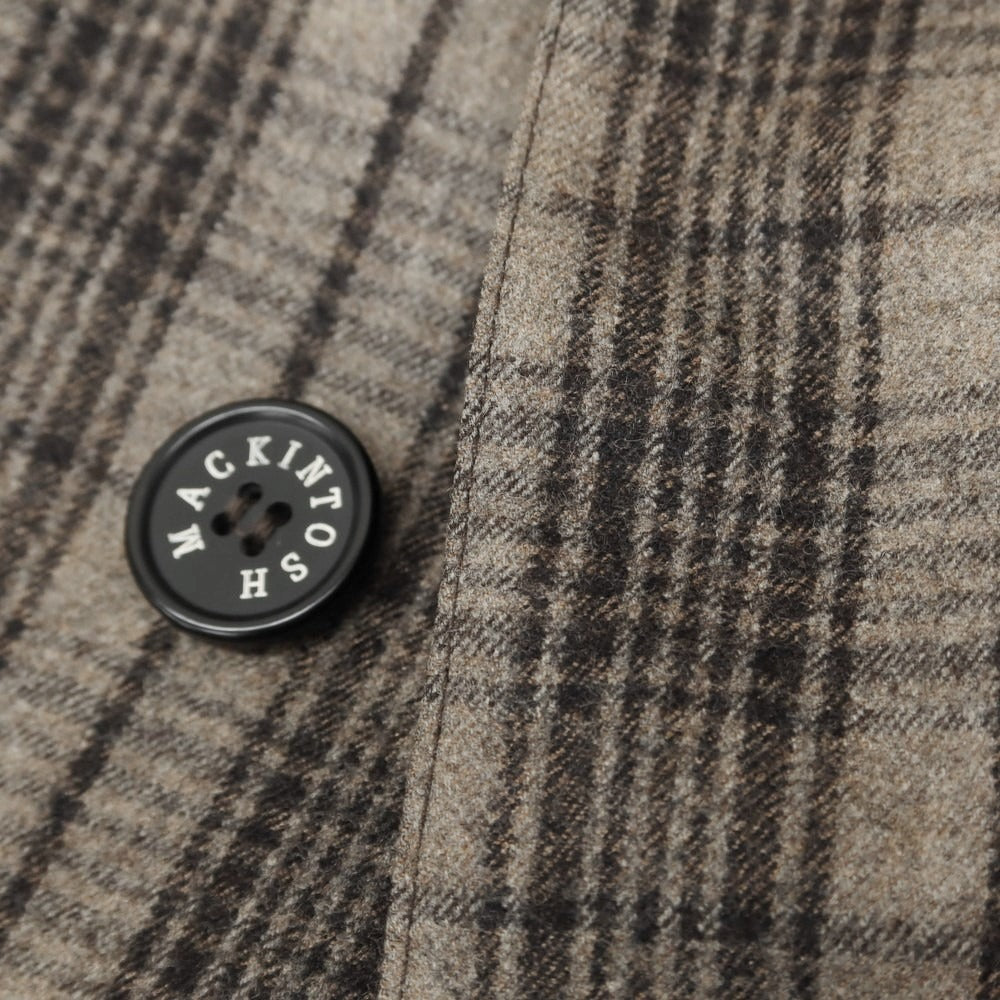 【中古】マッキントッシュ Mackintosh ウール チェック ゴム引き ステンカラーコート アッシュブラウンxダークブラウン【 40 】【 状態ランクD 】【 メンズ 】 [EPD]