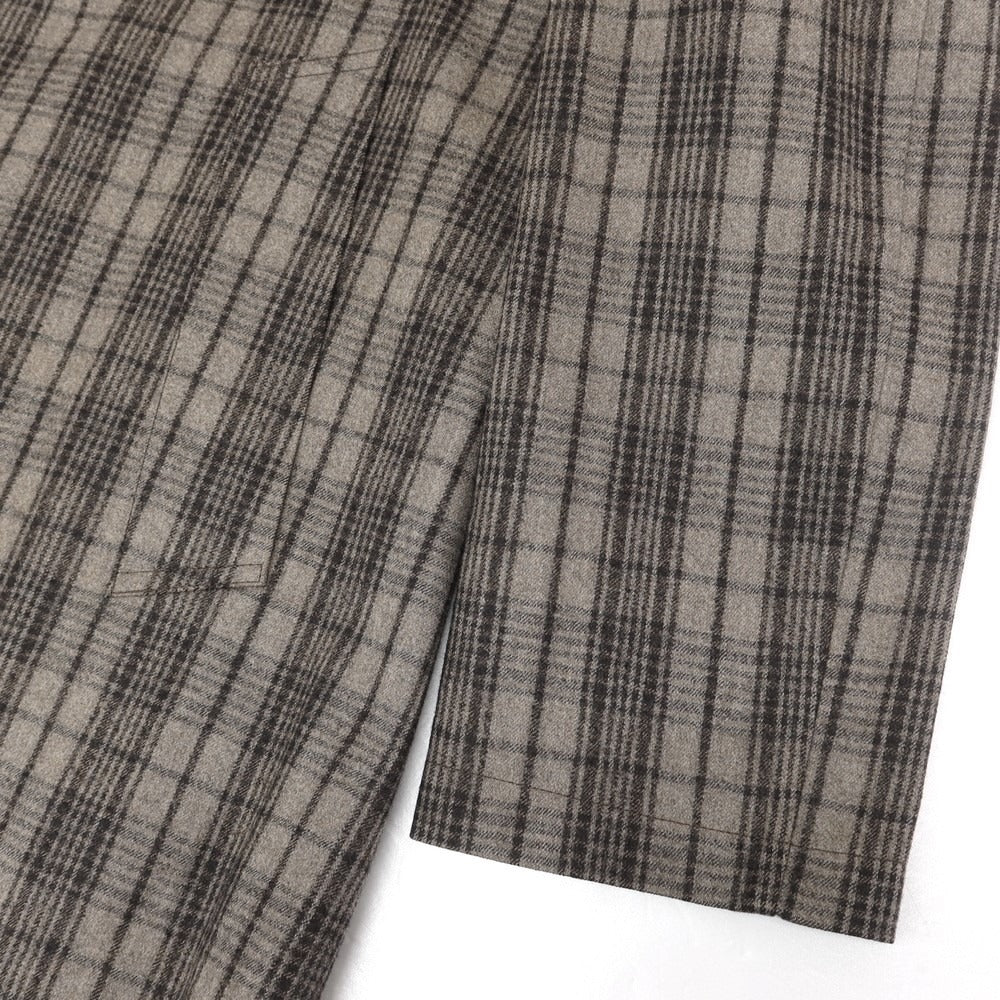 【中古】マッキントッシュ Mackintosh ウール チェック ゴム引き ステンカラーコート アッシュブラウンxダークブラウン【 40 】【 状態ランクD 】【 メンズ 】 [EPD]
