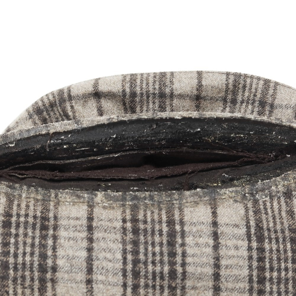 【中古】マッキントッシュ Mackintosh ウール チェック ゴム引き ステンカラーコート アッシュブラウンxダークブラウン【 40 】【 状態ランクD 】【 メンズ 】 [EPD]
