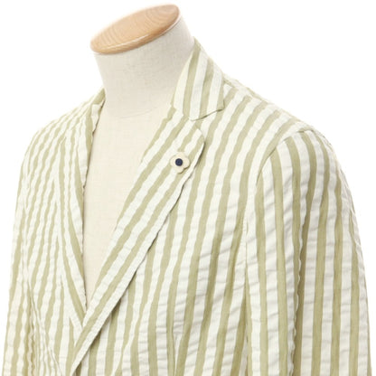 [Used] LARDINI Cotton Stripe 2B Casual Jacket Khaki Beige x White [Size XS] [BEI] [S/S] [Condition Rank C] [Men&