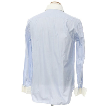 [Used] Luigi Borrelli Cotton Semi-wide Collar Double Cuff Dress Shirt Blue x White [39] [Condition Rank B] [Men&