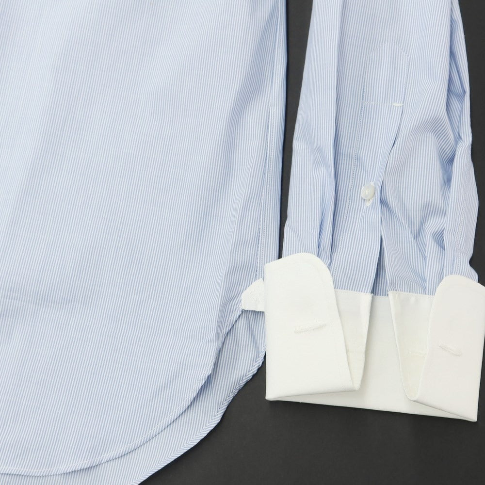 [Used] Luigi Borrelli Cotton Semi-wide Collar Double Cuff Dress Shirt Blue x White [39] [Condition Rank B] [Men&