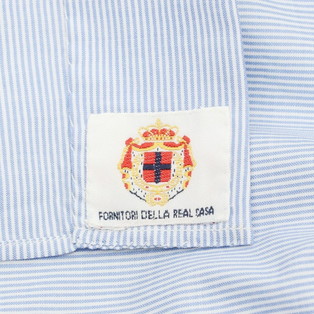 [Used] Luigi Borrelli Cotton Semi-wide Collar Double Cuff Dress Shirt Blue x White [39] [Condition Rank B] [Men&