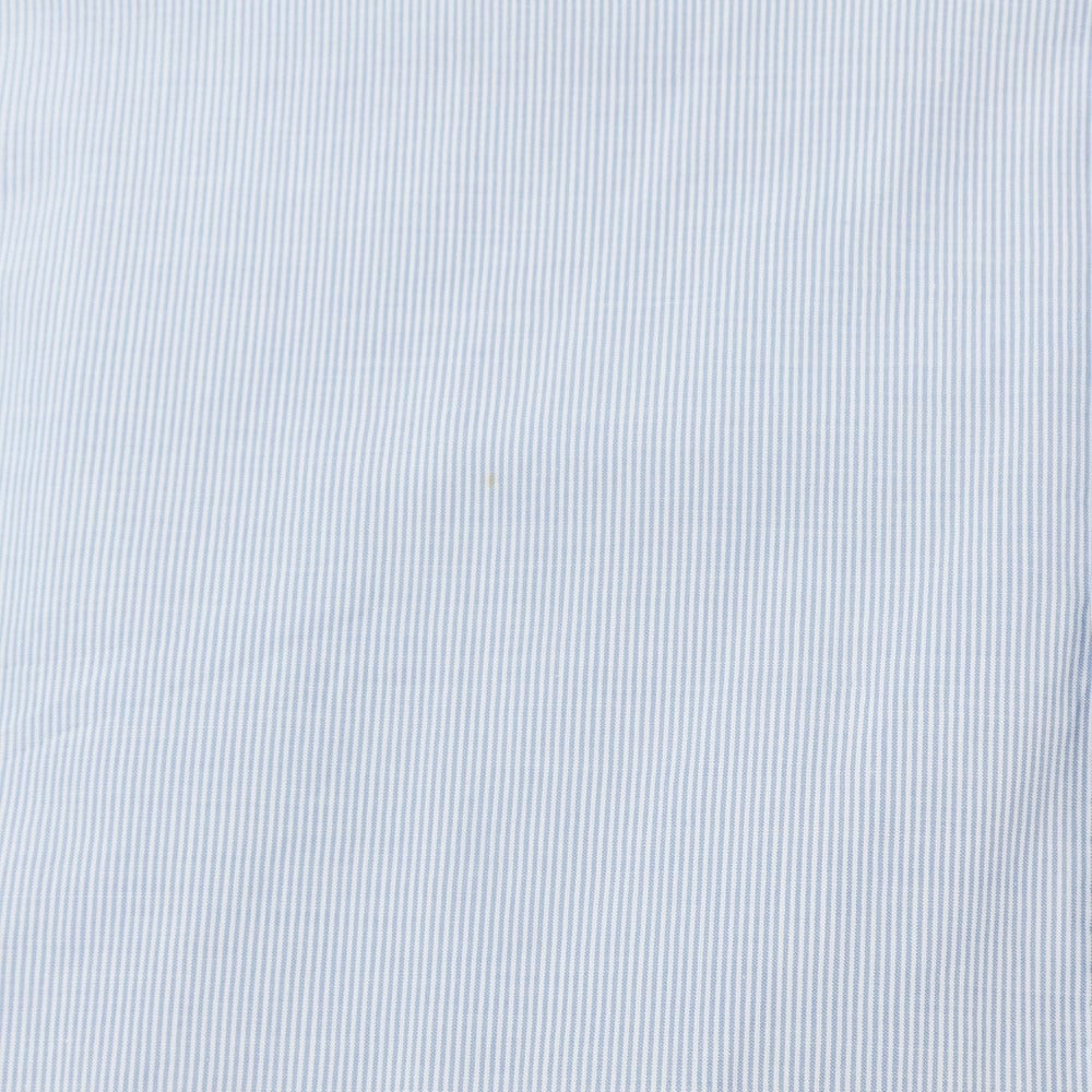 [Used] Luigi Borrelli Cotton Semi-wide Collar Double Cuff Dress Shirt Blue x White [39] [Condition Rank B] [Men&