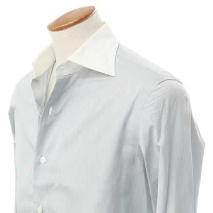 [Used] Mario Muscariello Cotton Semi-wide Collar Double Cuff Dress Shirt Blue Gray x White [40] [Condition Rank B] [Men&