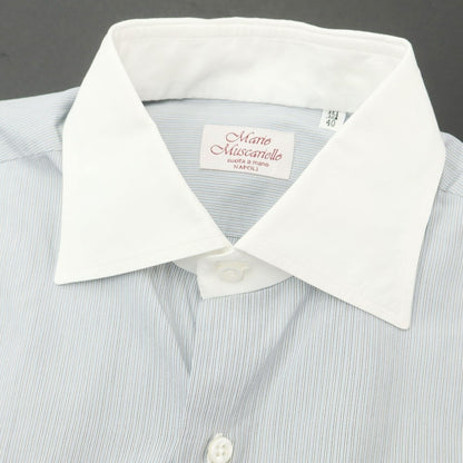 [Used] Mario Muscariello Cotton Semi-wide Collar Double Cuff Dress Shirt Blue Gray x White [40] [Condition Rank B] [Men&