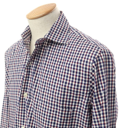 [Used] Hartford Cotton Check Semi-Wide Collar Casual Shirt Navy x White [XS] [Condition Rank B] [Men&