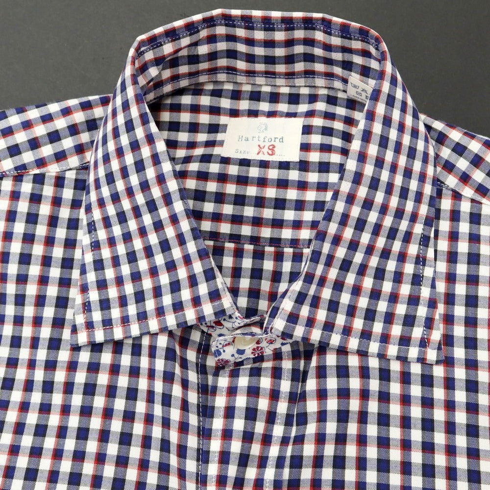 [Used] Hartford Cotton Check Semi-Wide Collar Casual Shirt Navy x White [XS] [Condition Rank B] [Men&