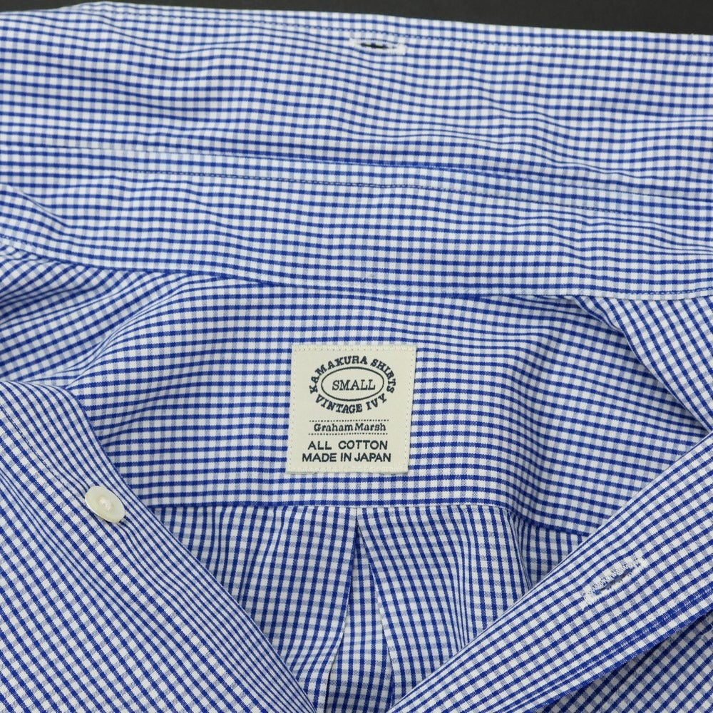 [Used] Makers Shirt Kamakura Cotton Check Button-down Dress Shirt White x Blue [S] [Condition Rank B] [Men&