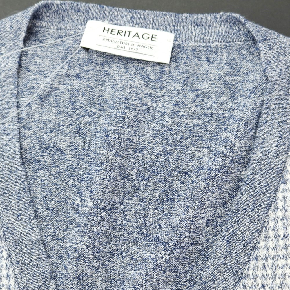 【中古】ヘリテージ HERITAGE コットンリネン ニットベスト
 ネイビーxホワイト【サイズ46】【NVY】【S/S】【状態ランクB】【メンズ】
【759494】
[BPD]