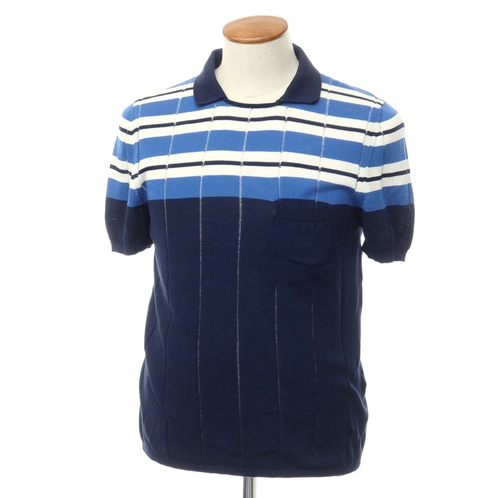 [Used] IRISH CRONE Cotton Polo Knit
 Navy x Blue [Size S] [NVY] [S/S] [Condition Rank B] [Men&