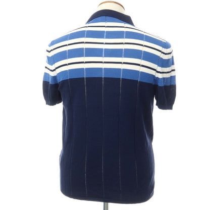 [Used] IRISH CRONE Cotton Polo Knit
 Navy x Blue [Size S] [NVY] [S/S] [Condition Rank B] [Men&