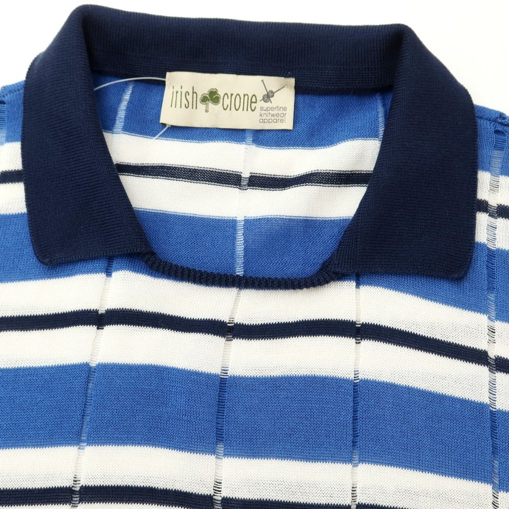 [Used] IRISH CRONE Cotton Polo Knit
 Navy x Blue [Size S] [NVY] [S/S] [Condition Rank B] [Men&