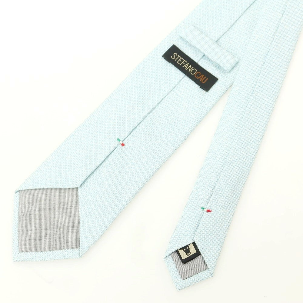 【中古】ステファノ カウ STEFANO CAU シルクコットン 無地ネクタイ ライトブルー【 状態ランクB 】【 メンズ 】 [DPD]