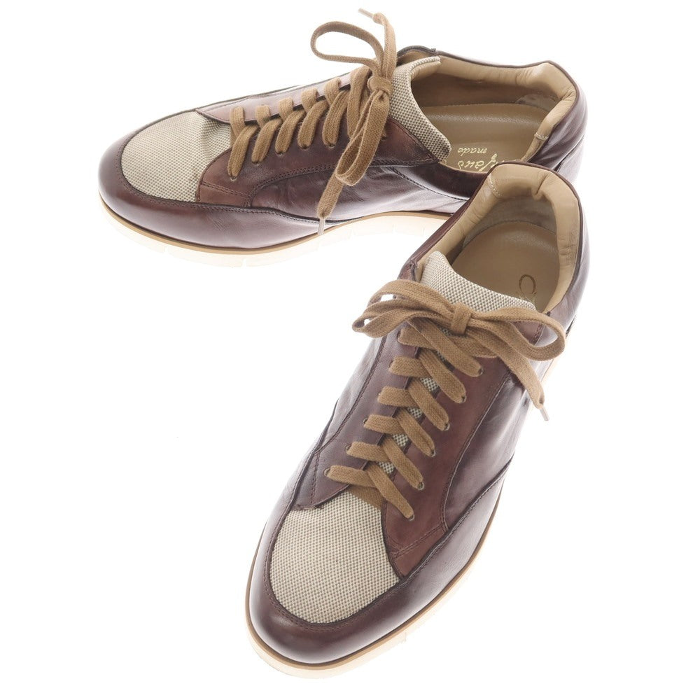 [Used] Stefano Branchini Leather Canvas Sneakers Brown x Beige [40] [Condition Rank B] [Men&