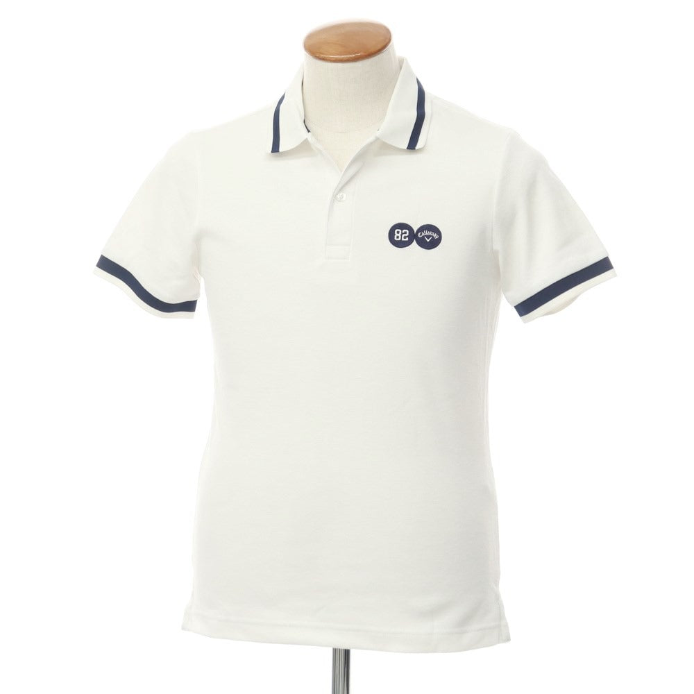 [Used] Callaway Polyester Short Sleeve Polo Shirt
 White x Navy [Size M] [WHT] [S/S] [Condition Rank B] [Men&