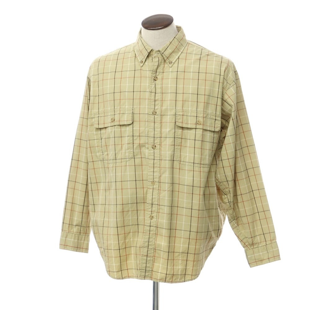 [Used] BEAMS 2024 Spring/Summer Cotton Check Button-down Casual Shirt Beige Olive x Orange [L] [Condition Rank B] [Men&