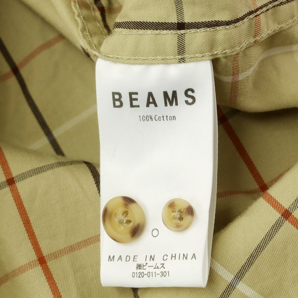 [Used] BEAMS 2024 Spring/Summer Cotton Check Button-down Casual Shirt Beige Olive x Orange [L] [Condition Rank B] [Men&